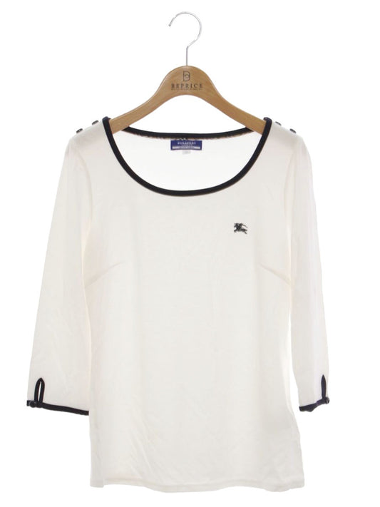 バーバリーブルーレーベル E1P75-550-02 カットソー 38 ホワイト ストレッチ ロゴ IT92214IR6AS