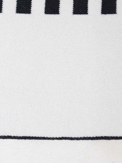 エムズグレイシー 018338 ワンピース 38 ブラック/ホワイト フィット＆フレアニット リボン ITCNWYVQWDIO