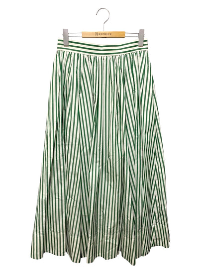 エブール 3610500130 スカート 40 グリーン ストライプ ギャザー フレア ITZV4DL5WATC