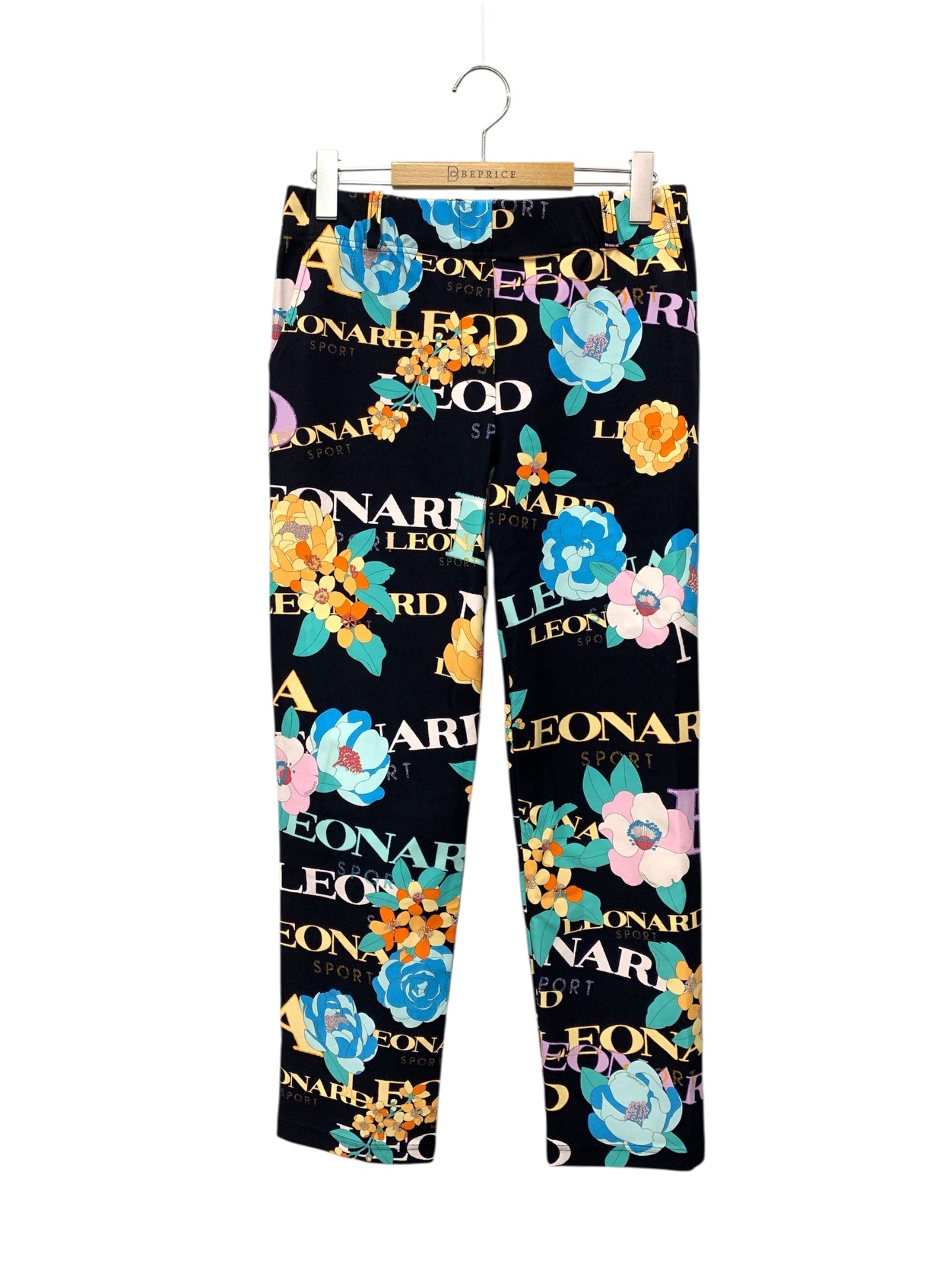 レオナールスポーツ 0553140 パンツ 40 ネイビー ロゴ フラワーモチーフ ジャージー ITJZX1Z6N9LK