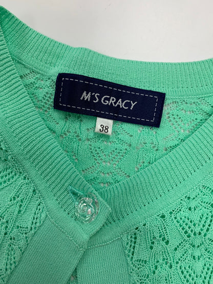 エムズグレイシー レーシー調カーディガン 418334 38 グリーン レース ITLR0MYVC3P1