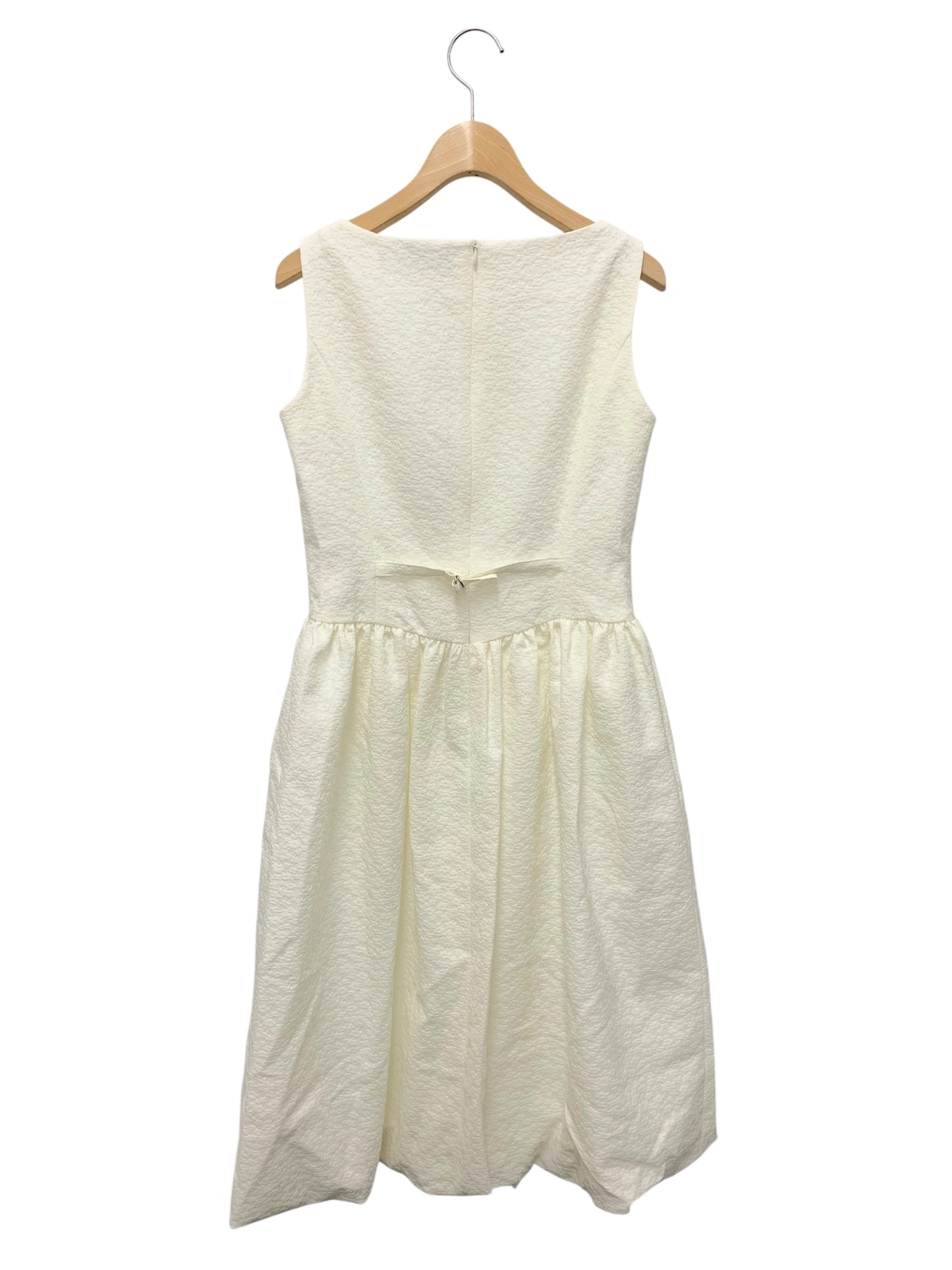 エムズグレイシー 411103 ワンピース 36 ホワイト ジャガード バルーンドレス リボンブローチ ITLCT11VLDI8