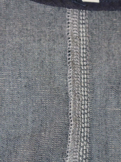 エムズグレイシー 814317 デニムジャケット 40 ネイビー ノーカラー フリル ビジュー ITVVT91XSCPW