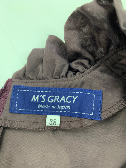 エムズグレイシー フリルリボンブラウス 310514 プルオーバー 38 ブラウン リボン ITAZQ9Z7KK8U