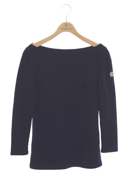 ボーダーズアットバルコニー BD2021-2B カットソー 38 ネイビー ウール ボートネック ロゴワッペン IT5XHWT7RN05