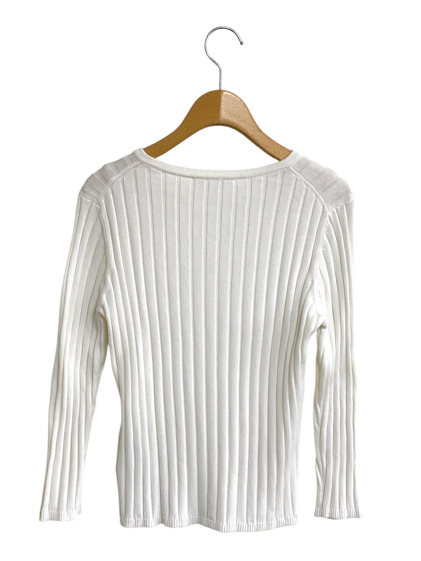 エムプルミエ A722-013 ニット 38 ホワイト Vネック リブ ITL0E7F6RA9W