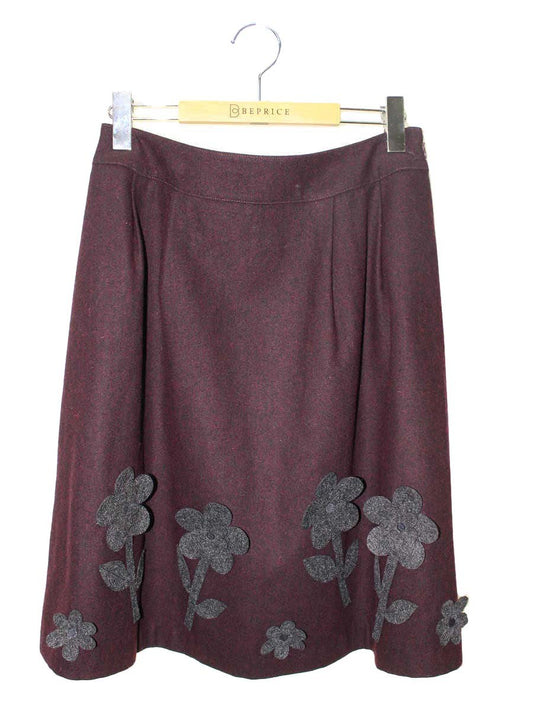 ギャラリービスコンティ 1485743 スカート 3 パープル フラワーモチーフ ウール混 ITMOMCPBPZSH 【SALE】