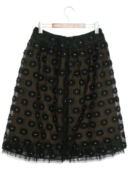 エムズグレイシー 117321 スカート 40 ブラック フラワーモチーフ ITTQGFS3OGBC