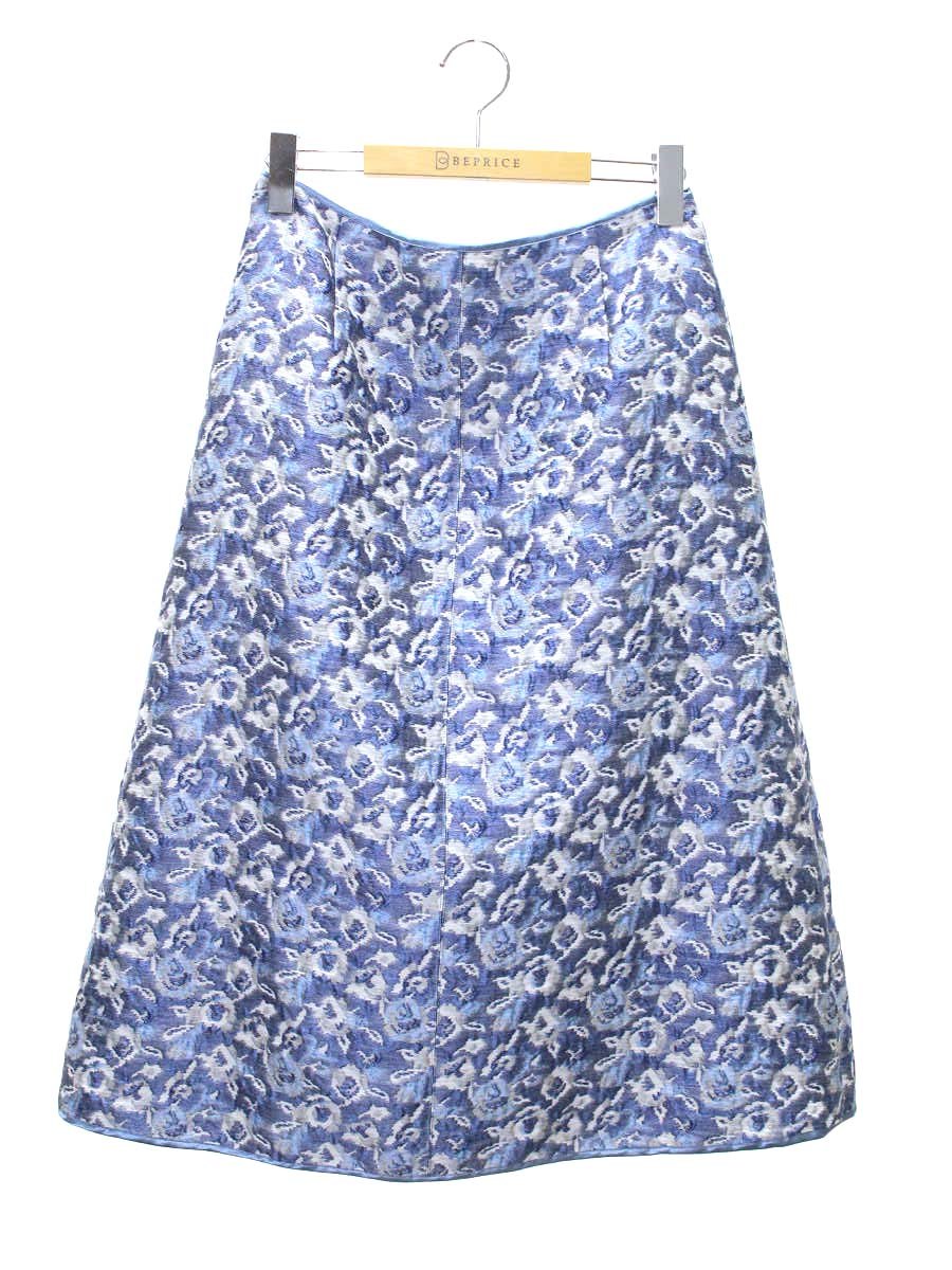 アマカ フラワージャガードスカート V5S14403 40 ブルー IT50S2OIK2QS