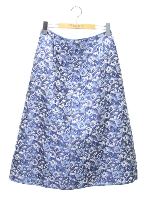 アマカ フラワージャガードスカート V5S14403 40 ブルー IT50S2OIK2QS