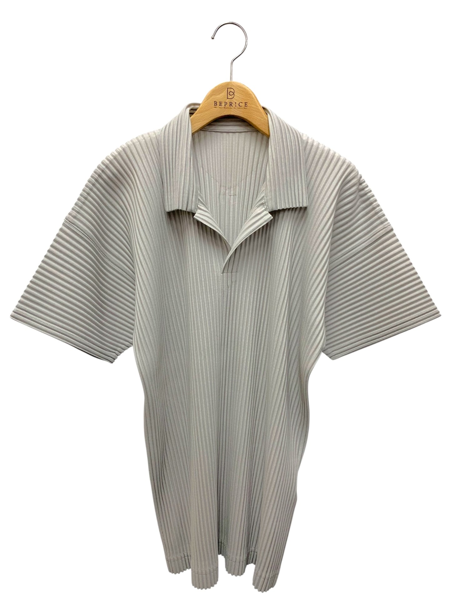 オムプリッセイッセイミヤケ HP55JM430 ポロシャツ 4 グレー BASICS スキッパー 半袖 ポロシャツ IT1KMH119Y38