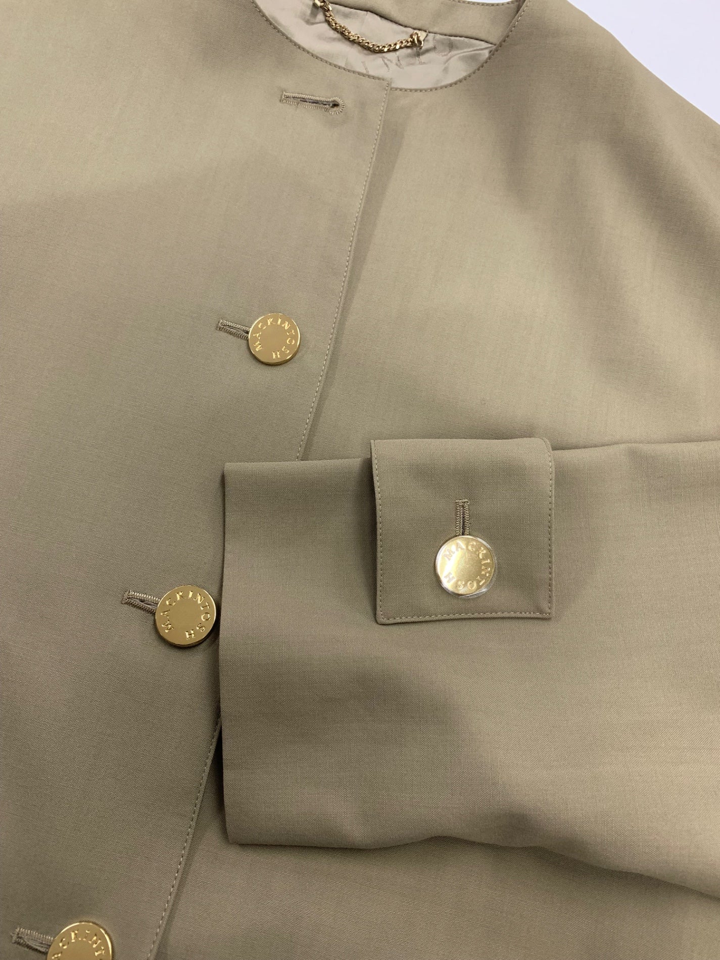 マッキントッシュ L251HI1055EXDE スプリングコート 6 カーキグリーン ノーカラー ゴールドボタン IT6ETHG3AOTW