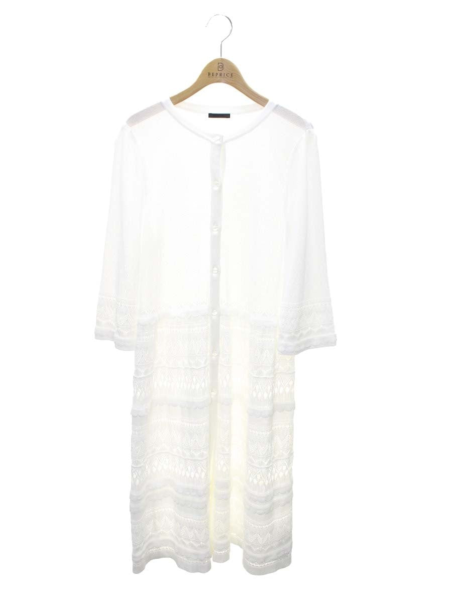 トゥービーシック W5F06-351-02 カーディガン 42 ホワイト ロング レース調 IT7VXZPE9YD4 【SALE】