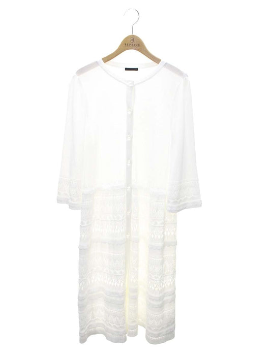 トゥービーシック W5F06-351-02 カーディガン 42 ホワイト ロング レース調 IT7VXZPE9YD4 【SALE】