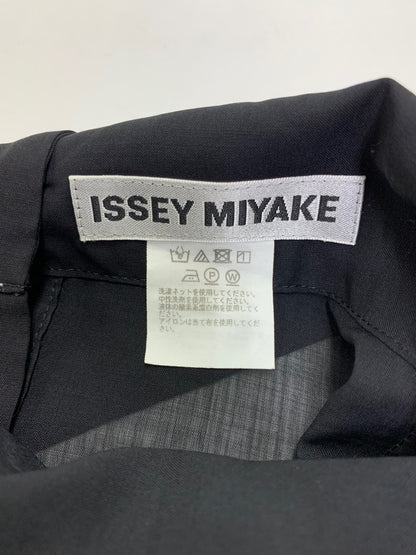 イッセイミヤケ IM21FJ506 ブラウスチュニック 2 ブラック スタンドカラー シアー 22SS ITLBV9W2XLHP