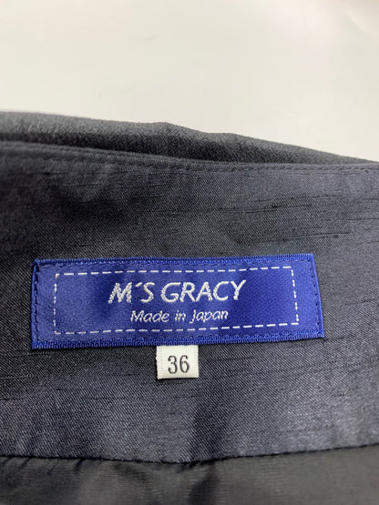 エムズグレイシー 017502 スカート 36 ブラック フラワーボタン デザイン フレア IT3DRAFMB8MI