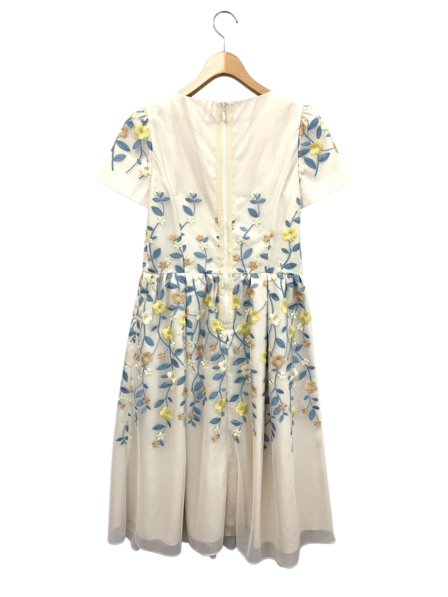 エムズグレイシー 411111 ワンピース 38 ベージュ 花 刺繍 レース