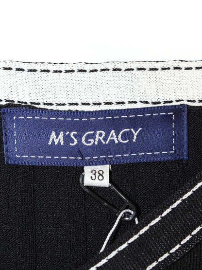 エムズグレイシー 018313 カーディガン 38 ブラック ステッチ リブ ITZQK34BIJNY
