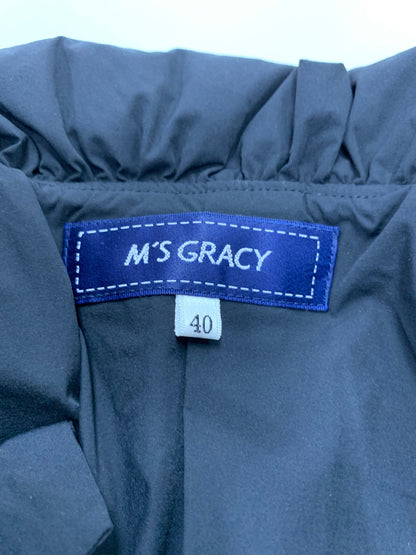 エムズグレイシー 319608 ダウンコート 40 ブラック ロゴ ワッペン ITN75FVL539Q