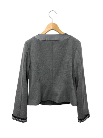 エムプルミエ A806-016 ノーカラージャケット 38 グレー ジップ フリル IT00ZIJWOOE0