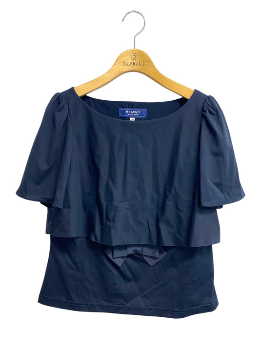 エムズグレイシー 725326 Tシャツ カットソー 40 ネイビー ウエストリボン ITDTPWJ3BL2S