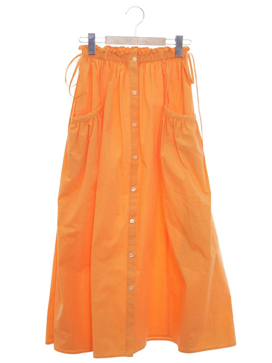 エムエスジーエム 3042MDD115 スカート 38 オレンジ  フロントボタン フレア ウエストギャザー IT2UG626LXKC
