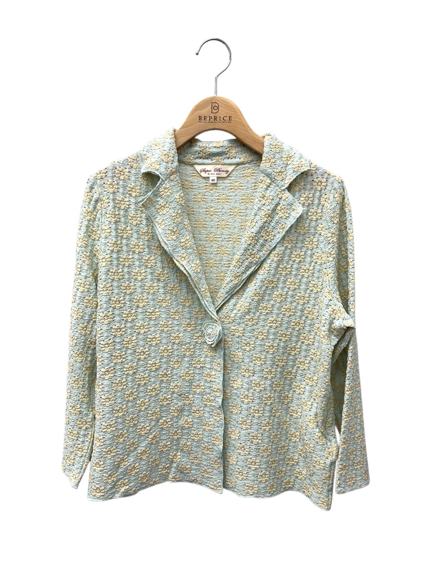 スーパービューティー ジャケット 40 ブルー サマー フラワーモチーフ ITPQH3IAFWIO