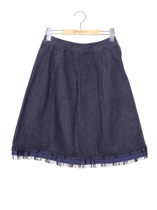 トゥービーシック W5S14-851-29 デニムスカート 40 ネイビー 裾ストーン ITM9AIOE52UG