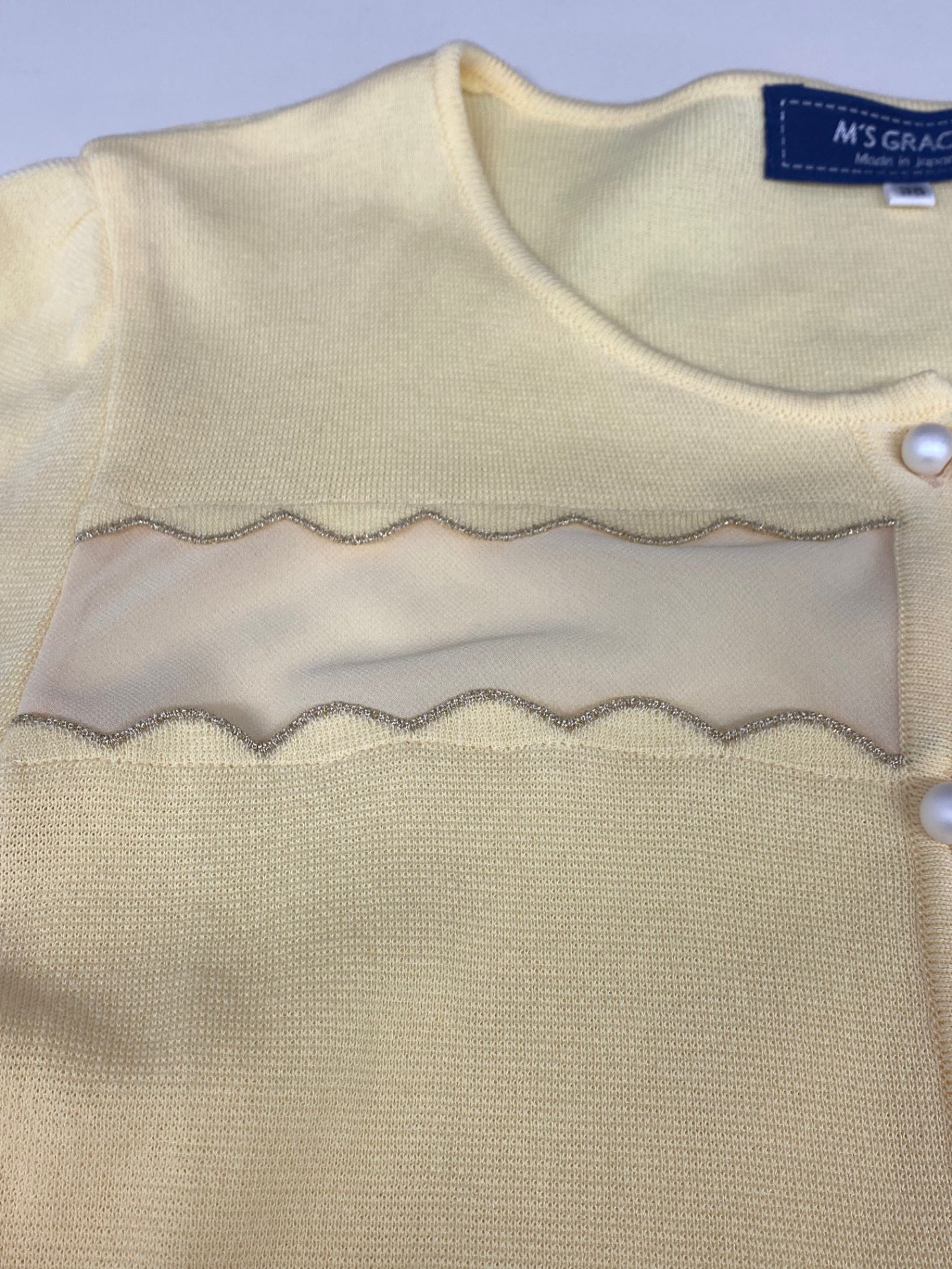 エムズグレイシー 918127 カーディガン 38 イエロー オーガンジー ラメ ITNOFHG1N593 【SALE】