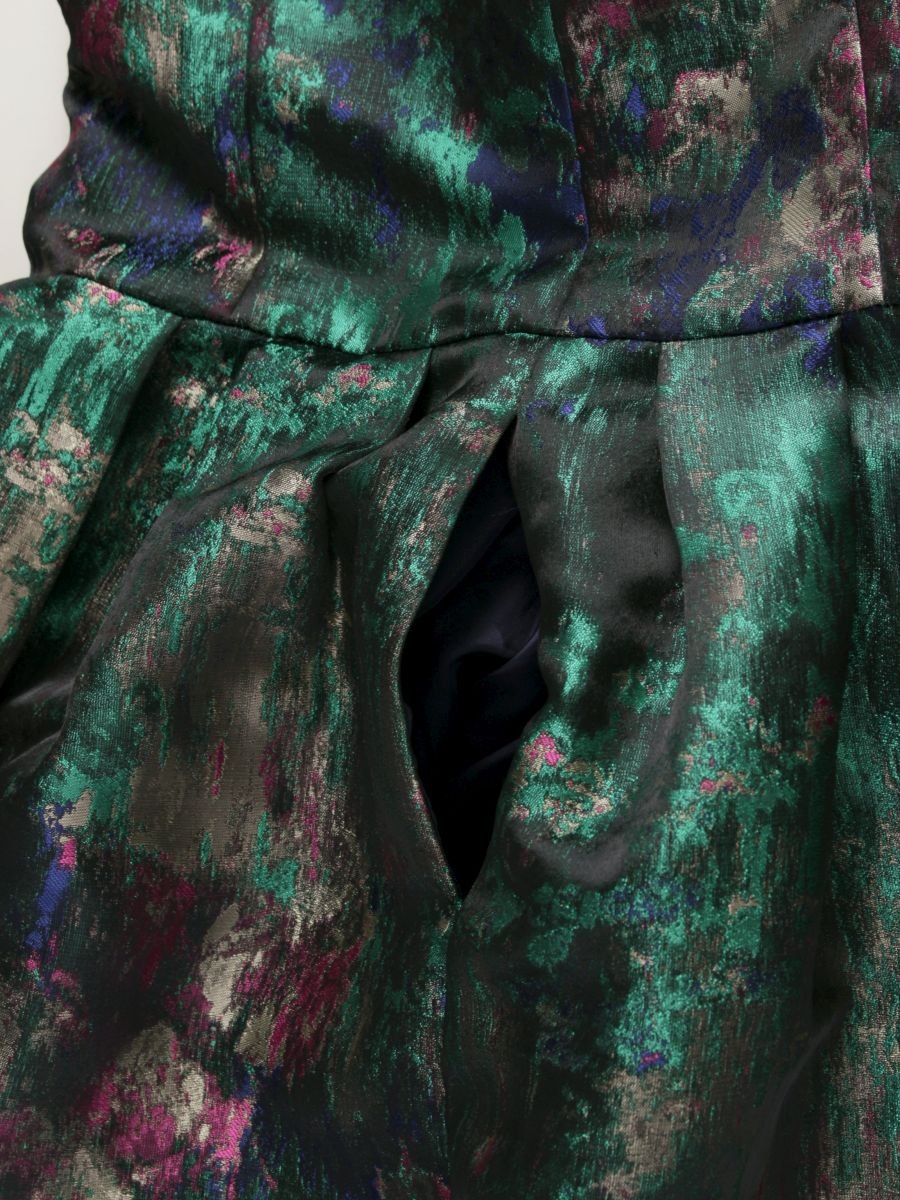 エムズグレイシー 011516 ワンピース 38 グリーン 絵画調 リボン ITGH6E2EPSPO