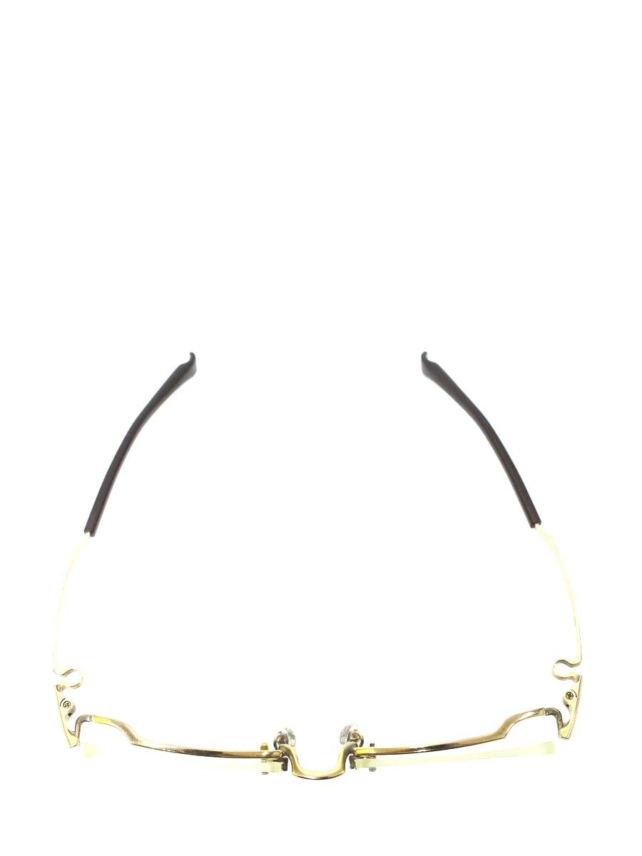 フォーナインズ O-30T メガネ ゴールド/ブラウン メタル ハーフリム スクエア ITSI4Q3FGLQ0