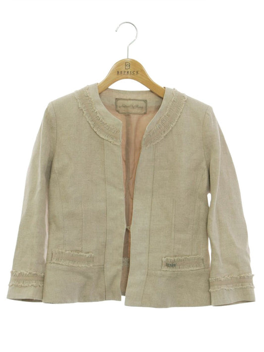 ナチュラルbyフォクシー 28270 ジャケット 38 ベージュ ツィード ロゴ IT9FEU9KFAHG