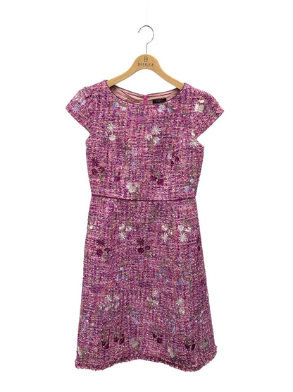 トッカ OPTONX0502 ワンピース 6 パープル ツイード フラワーモチーフ 刺繍 ITX434HN878E