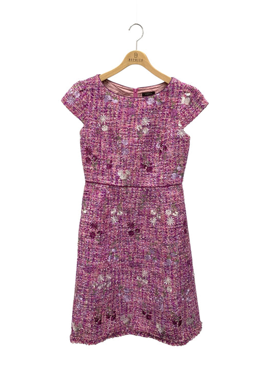 トッカ OPTONX0502 ワンピース 6 パープル ツイード フラワーモチーフ 刺繍 ITX434HN878E