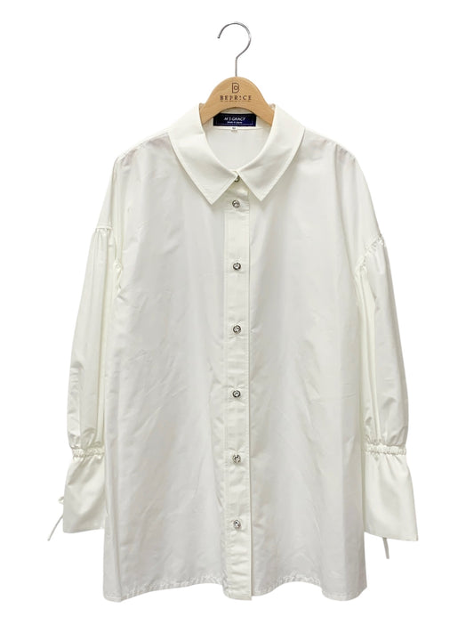 エムズグレイシー 410502 トップス 42 ホワイト ラインストーン リボン ITHH85W21DB0