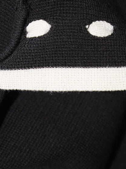 エムズグレイシー 118307 ワンピース 36 ブラック ニット ステッチ 半袖 IT2KF65XINZ8