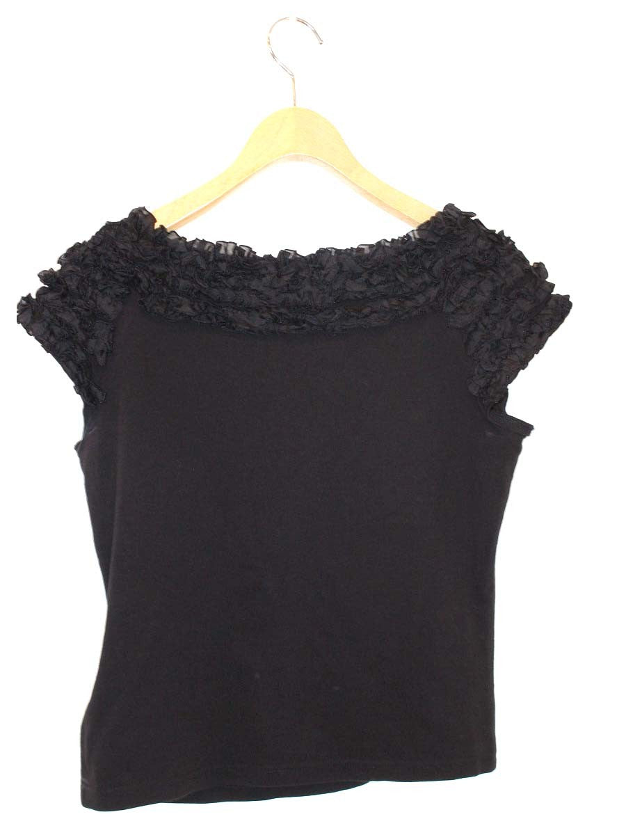 エムズグレイシー 115314 Tシャツ カットソー 38 ブラック 衿フリル ITZIKT6W4KDC