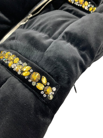 エポカ KA107-057-09 ダウンジャケット 40 ブラック ビジュー ベロア ITJ27FL8YT18