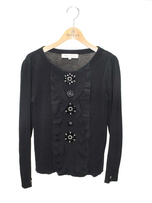 スーパービューティー ニット 40 ブラック フリル ビジュー ラインストーン ITYKTNWFHEFC