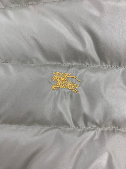 バーバリーブルーレーベル ダウンジャケット 38 グレー リバーシブル ストライプ フード付き ITTZ4U8MBIJA