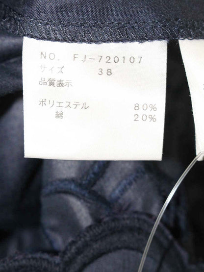 エムズグレイシー 720107 Tシャツ カットソー 38 ネイビー フラワーモチーフ 袖リボン ITQOIAYC8336