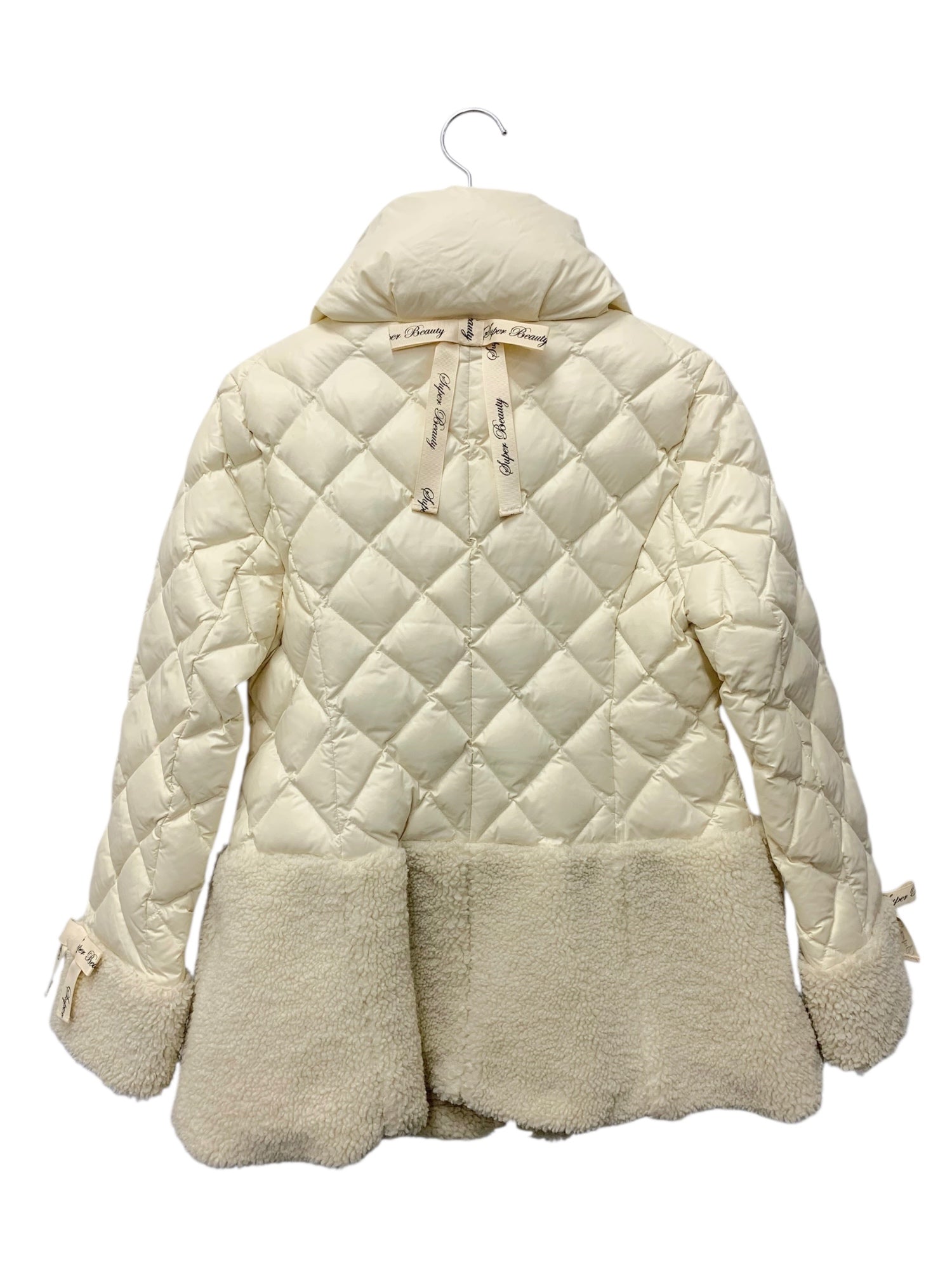 美品✨Super Beauty スーパービューティー ビジュー ダウンコート スーパービューティー ダウンコート ビジューボタン&レース使いダウン