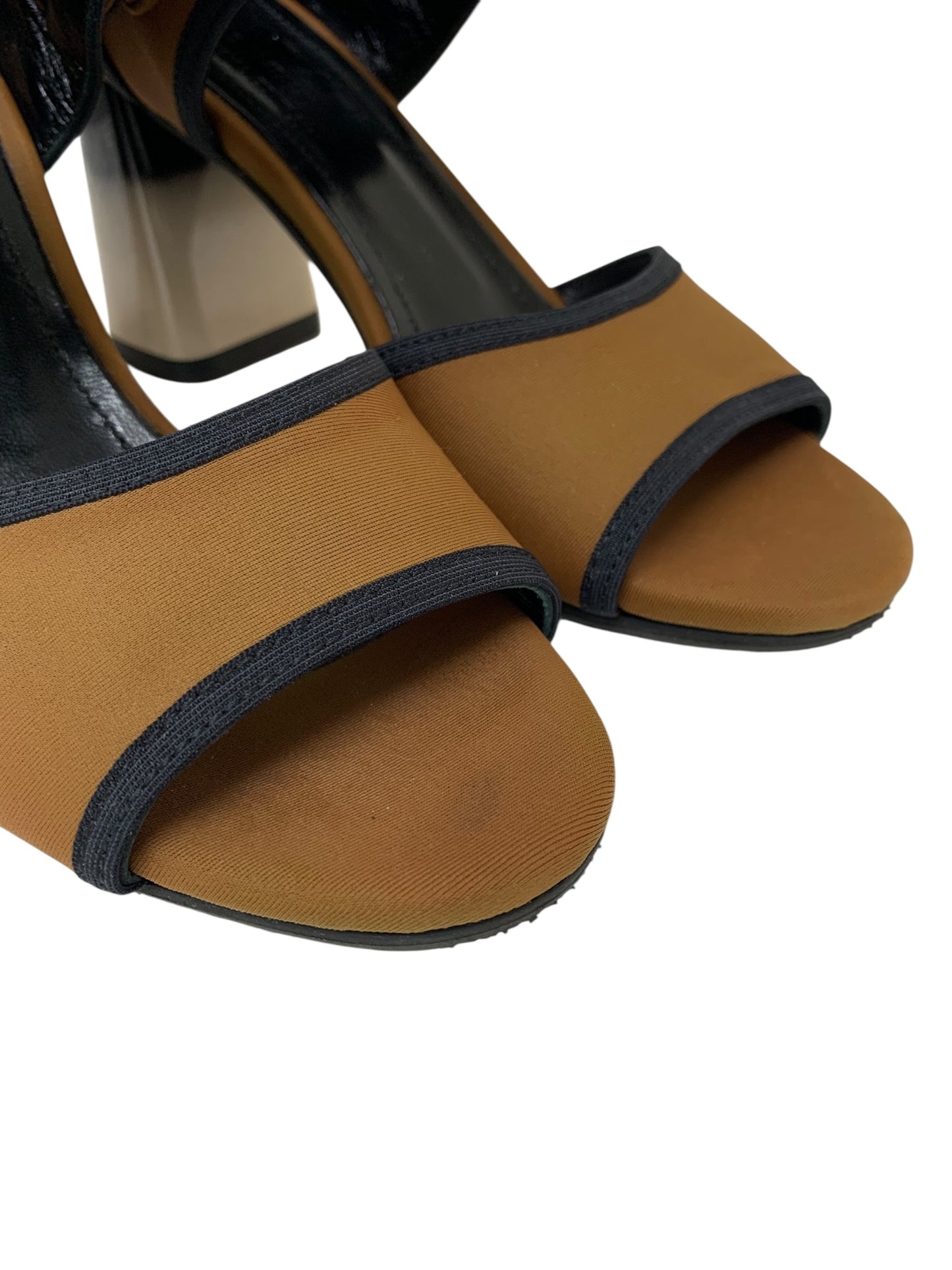 マルニ MARNI カラーブロック チャンキーヒール ストラップ サンダル ブラウン×ブルー ITOJGNJ4IFHC
