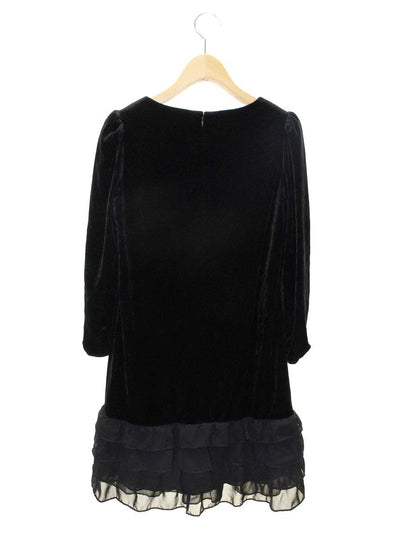 エムズグレイシー 621702 ワンピース 36 ブラック ベロア ティアード フリル ITQYXR0WJPJK