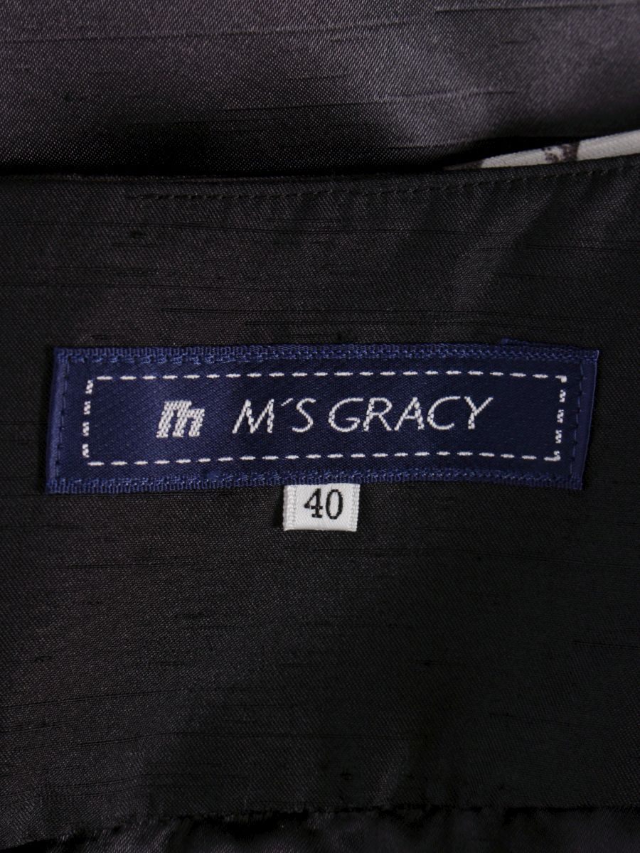 エムズグレイシー 727108 スカート 40 ブラック バラモチーフ ティアード ITW5L0272OVI