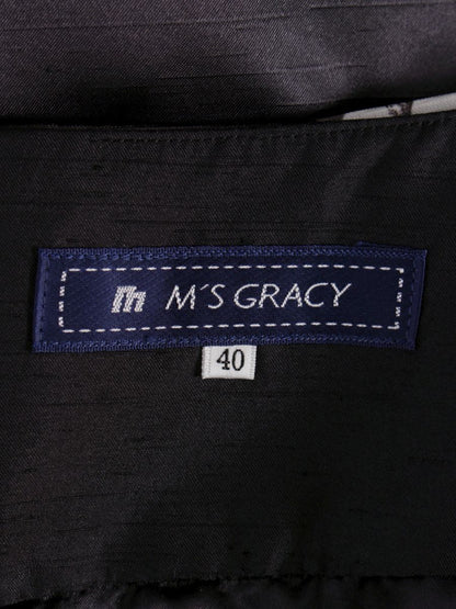 エムズグレイシー 727108 スカート 40 ブラック バラモチーフ ティアード ITW5L0272OVI