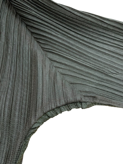 プリーツプリーズイッセイミヤケ PP41-JJ745 ブラウス 3 カーキグリーン プリーツ 丸襟 ITYOSQLGFBOS