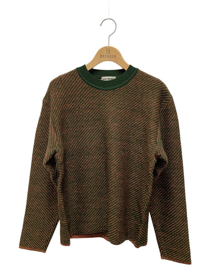 イッセイミヤケメン ME83KN003 クルーネックニット M グリーン レジメンタルストライプ 銀タグ ITZ936FCWXHG 【SALE】