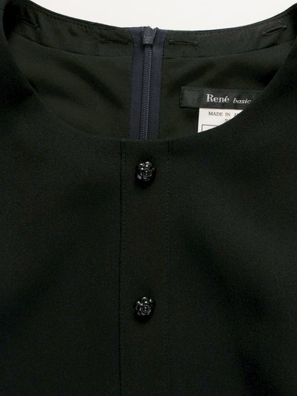 ルネ ベーシック 5916250 ワンピース 38 ブラック バラボタン バックジップ クルーネック IT5M3HDQHI0W