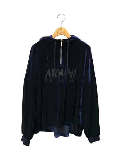 アルマーニエクスチェンジ 6LYM11 YJ9WZ M ネイビー ベルベット（ベロア）ジップアップスウェットパーカー ITXHRLG2OEJ5